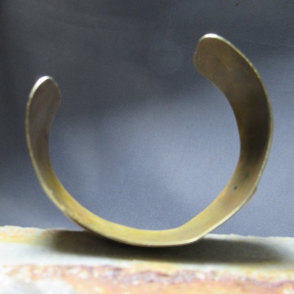 Twin Triangles Cuff, Geometric Copper on Bronze Bracelet - Picture 5 of 6